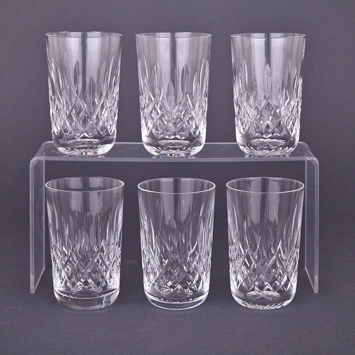 Six Waterford ‘Lismore’ Cut Glass Water Tumblers, 20th century