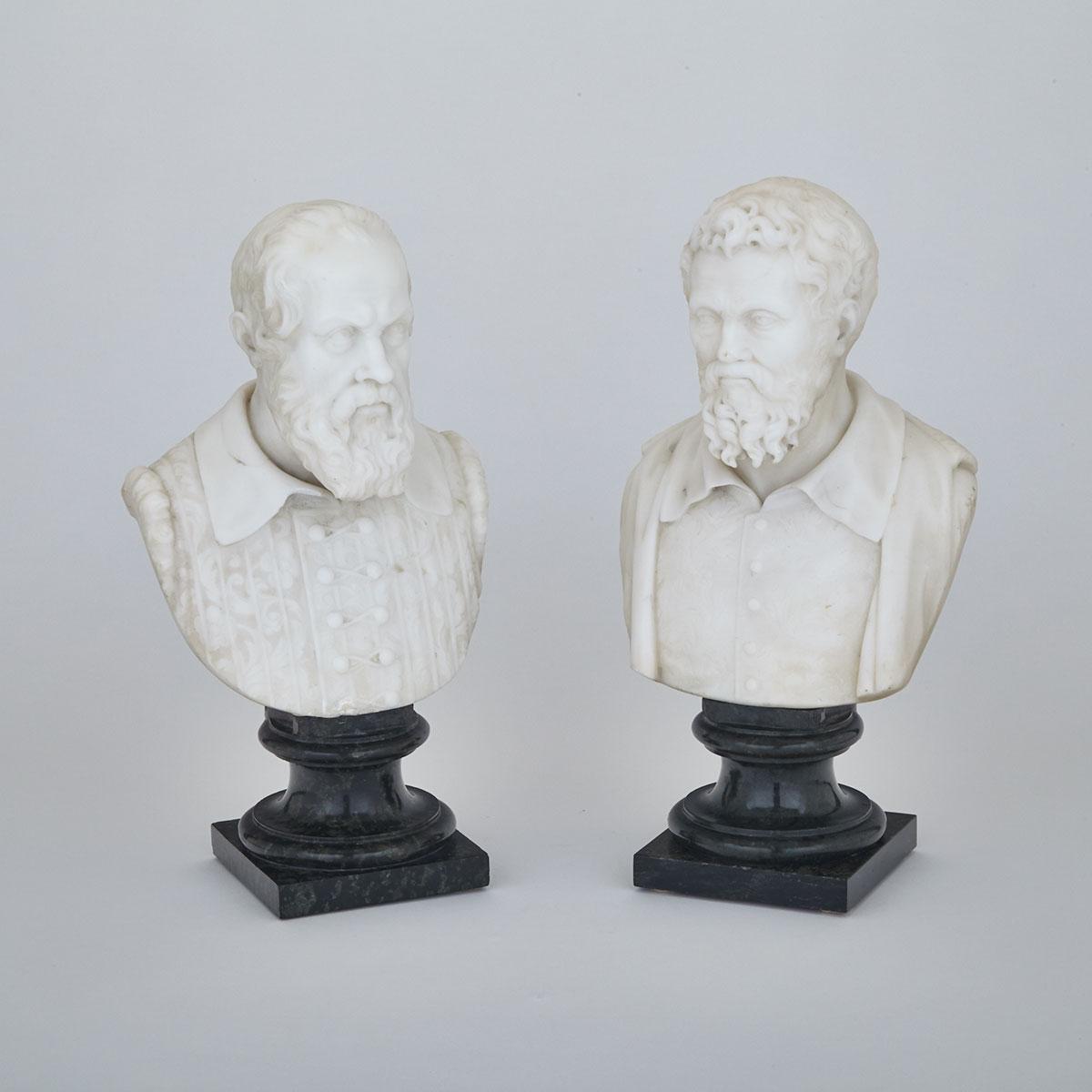 Pair of Late Victorian White Marble Busts, 19th century