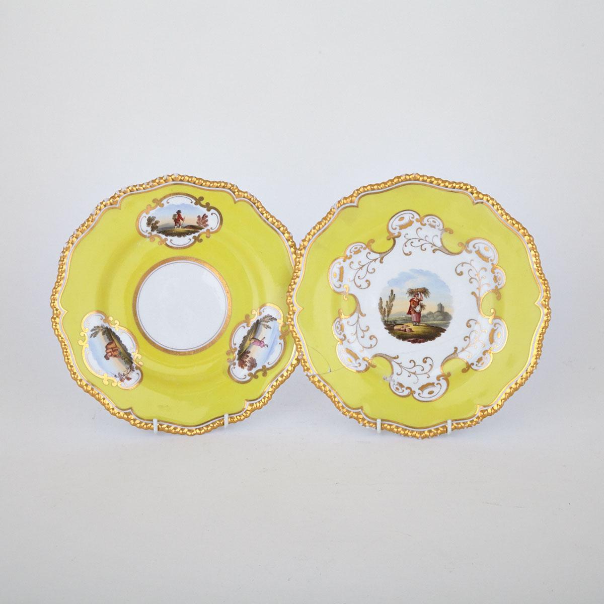 Two Flight, Barr & Barr Worcester Yellow-Ground Plates, c.1813-19
