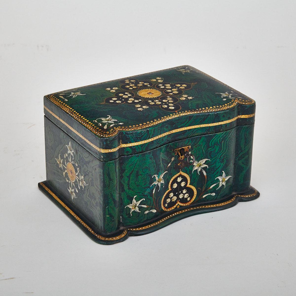 Russian Faux Malachite Tea Caddy, 19th century