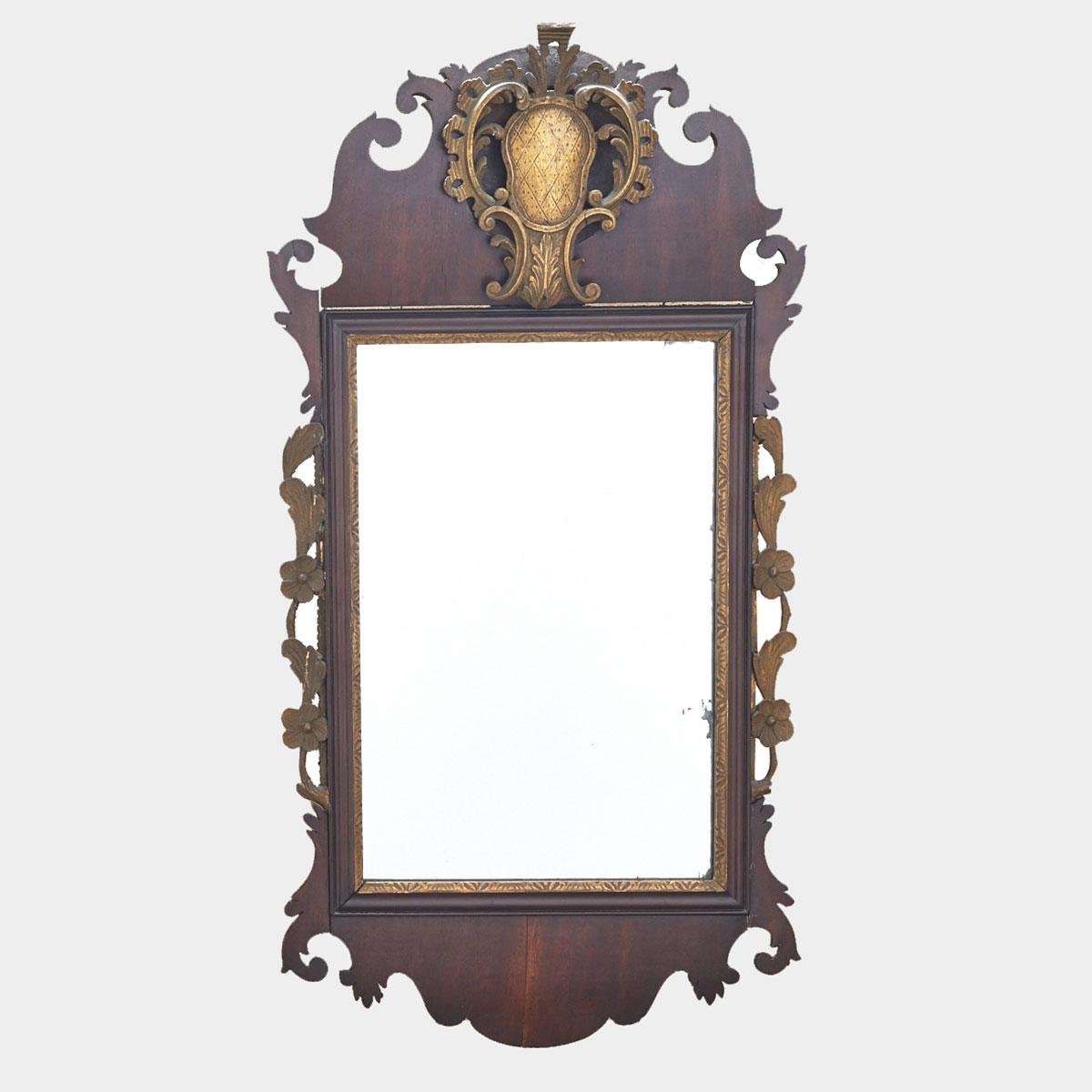 Chippendale Style Parcel Gilt Mahogany Fretwork Mirror, 19th century