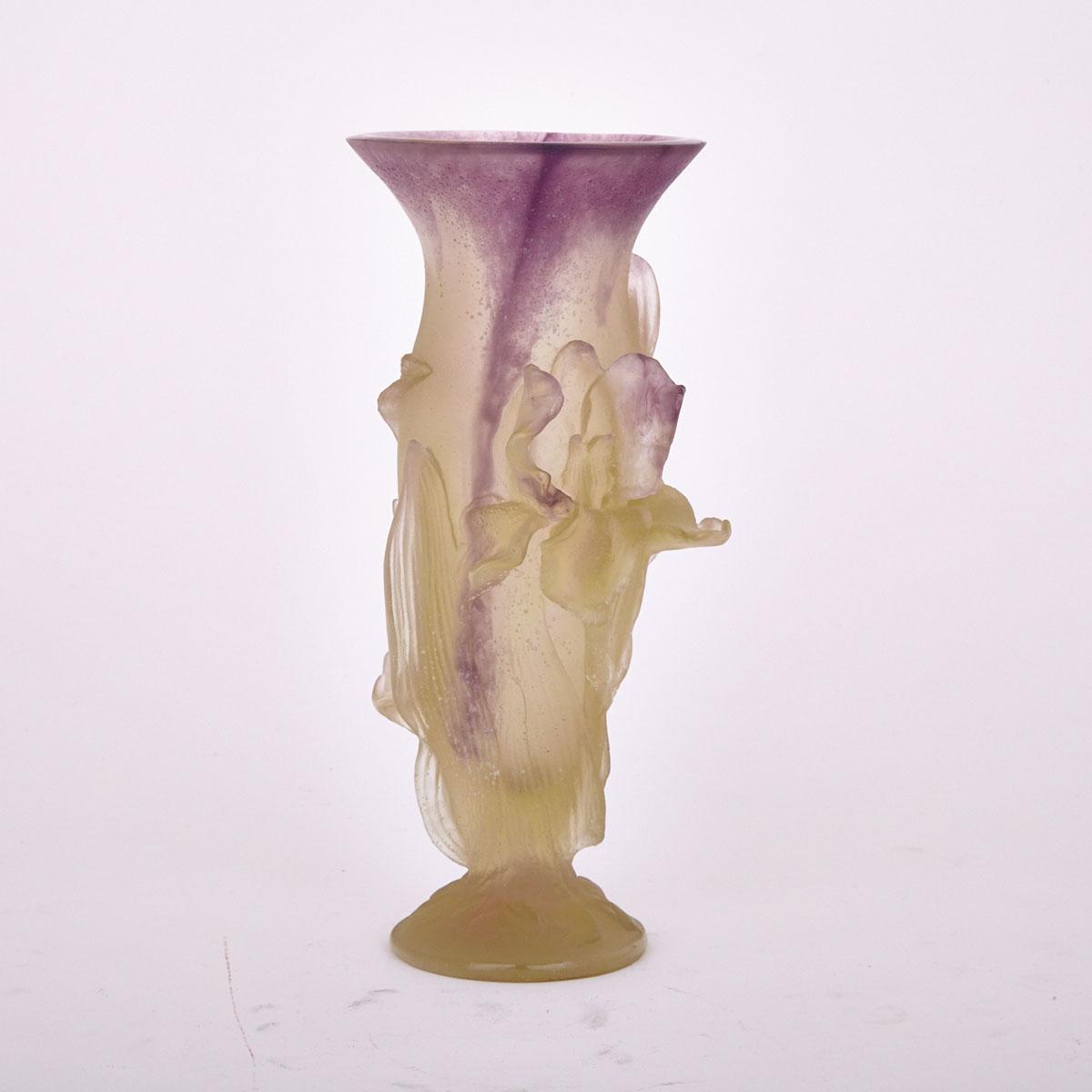 Daum Pâte de Verre ‘Iris’ Vase, late 20th century