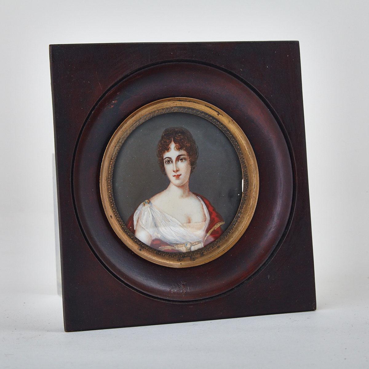 French School Portrait Miniature on Ivory of Marie-Louise of Austria, early-mid 19th century