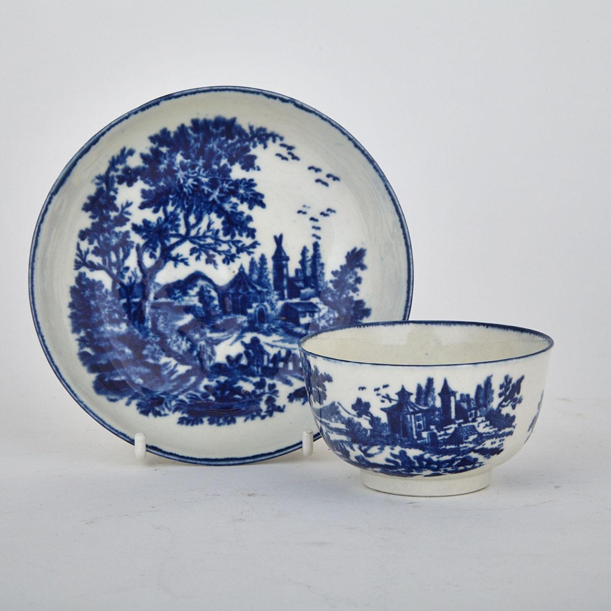 Worcester ‘European Landscape’ Tea Bowl and Saucer, c.1775-85