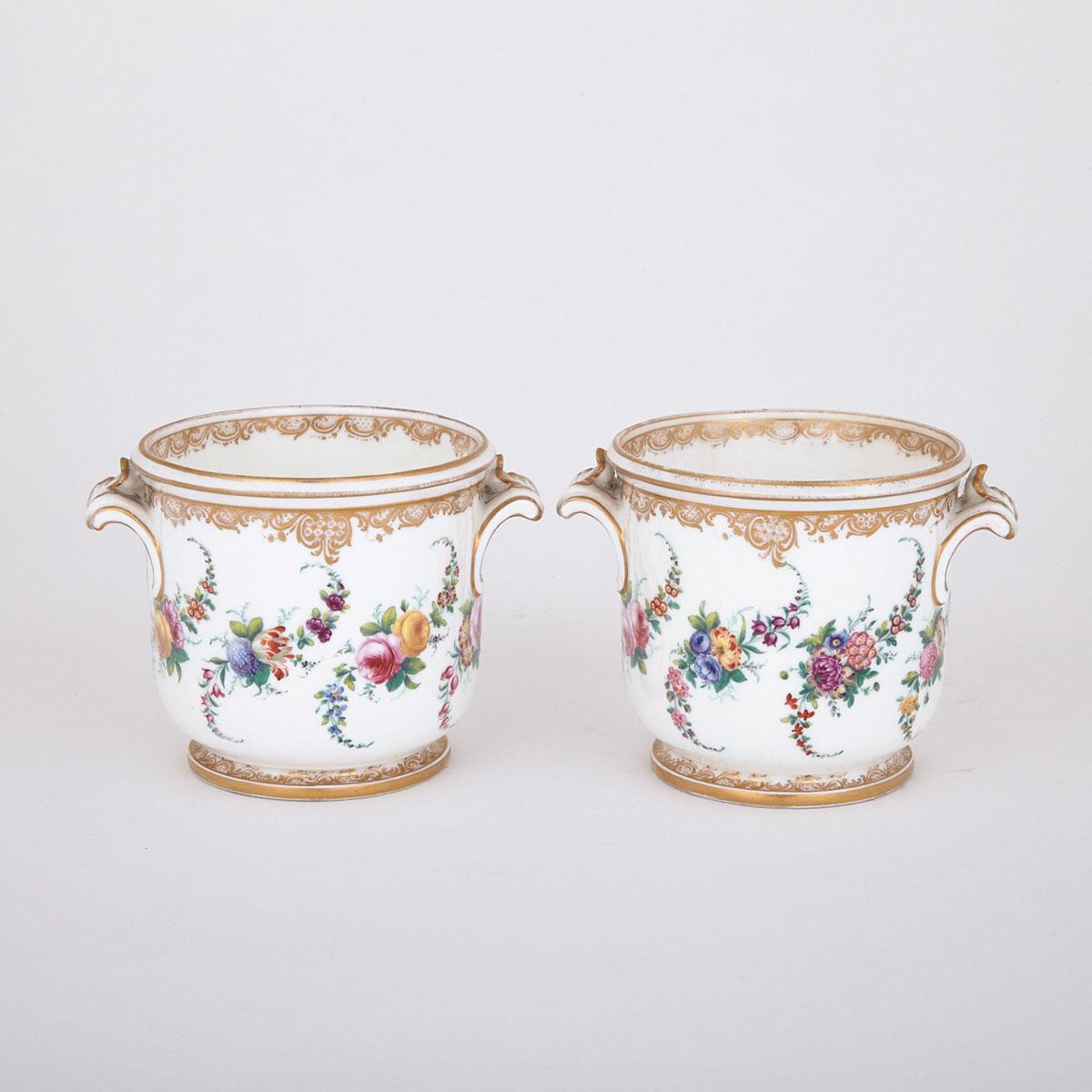 Pair of English Porcelain Cachepots, 19th century