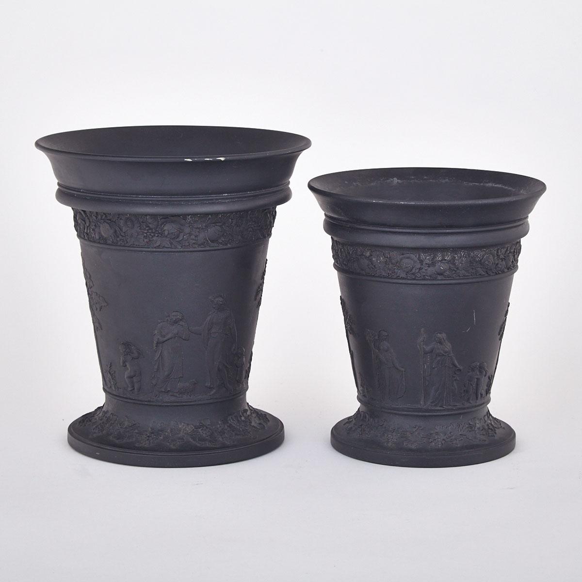 Two Wedgwood Black Basalt Vases, 19th/20th century