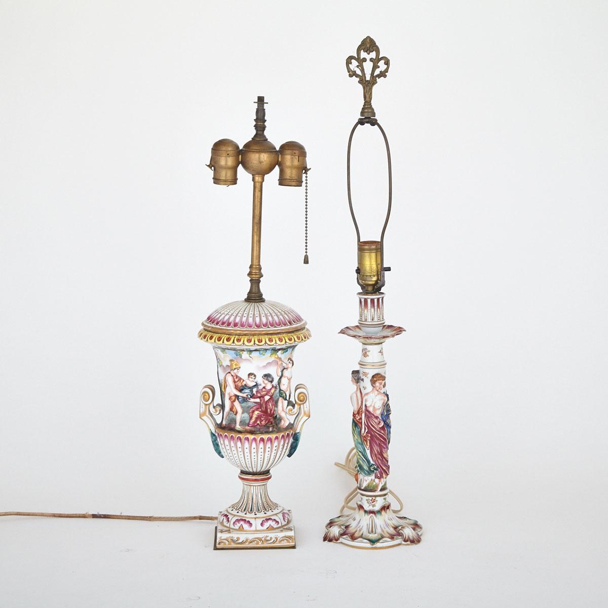 Two ‘Naples’ Porcelain Table Lamps, early 20th century
