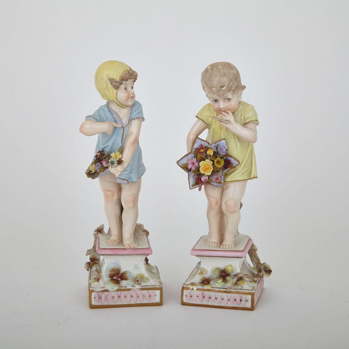 Pair of Ernst Wahliss Wien Teplitz Porcelain Figures of Children, early 20th century