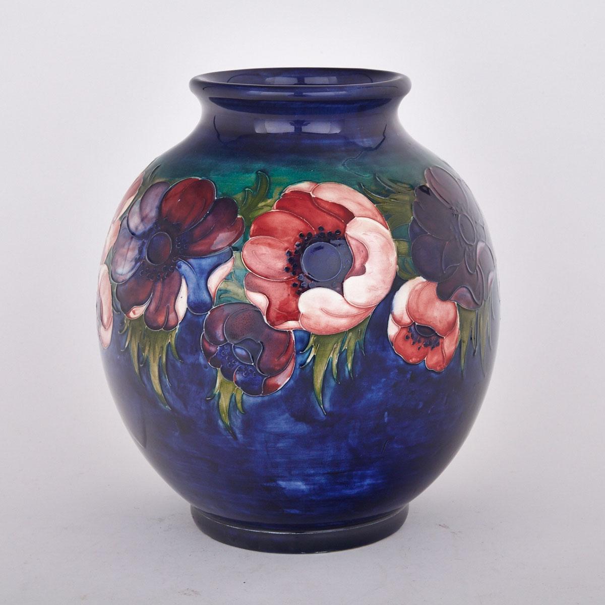 Large Moorcroft Anemone Vase, c.1945-49