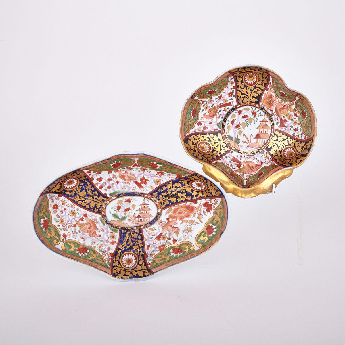 Two English Porcelain Japan Style Dessert Dishes, early 19th century