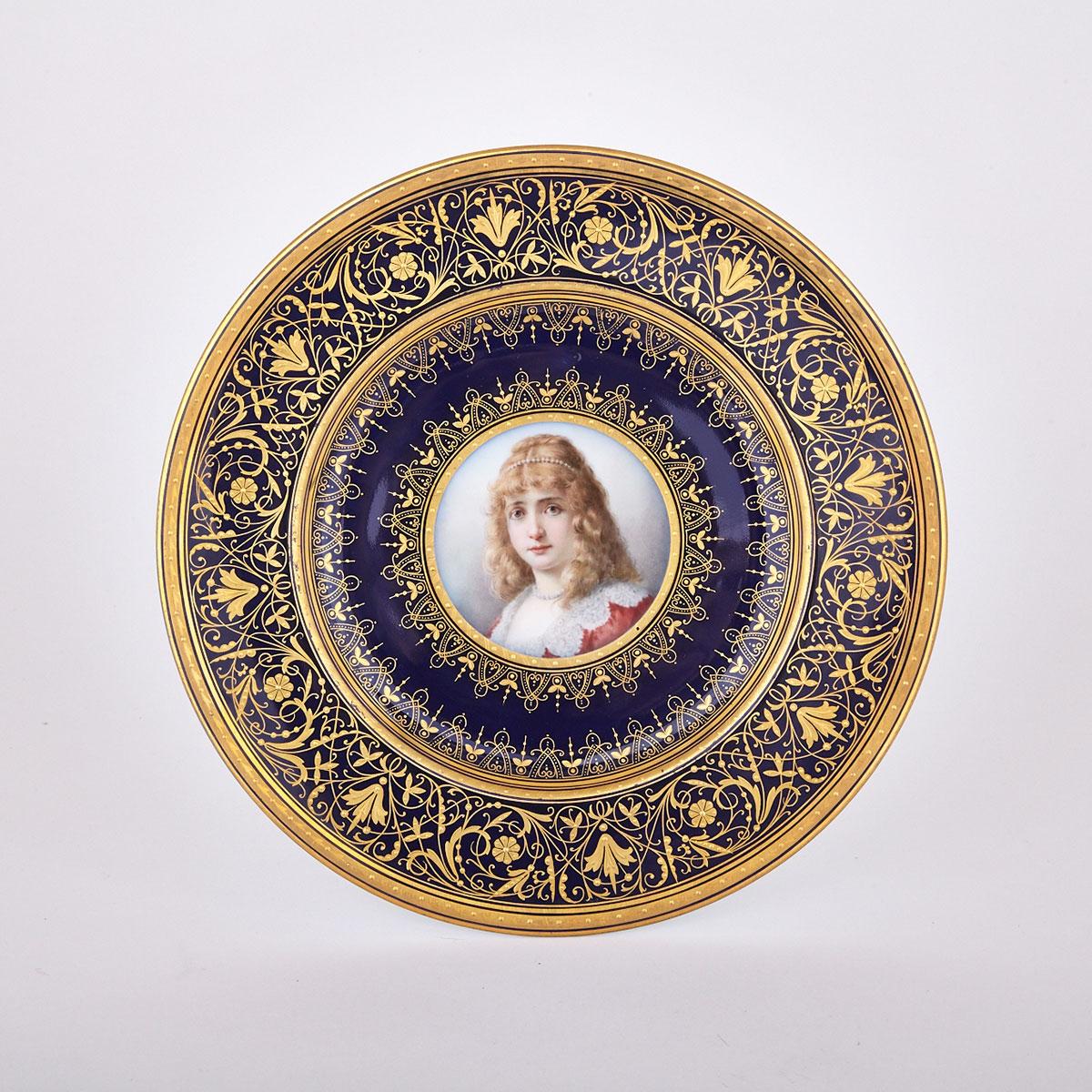 German Porcelain Portrait Cabinet Plate, 19th Century