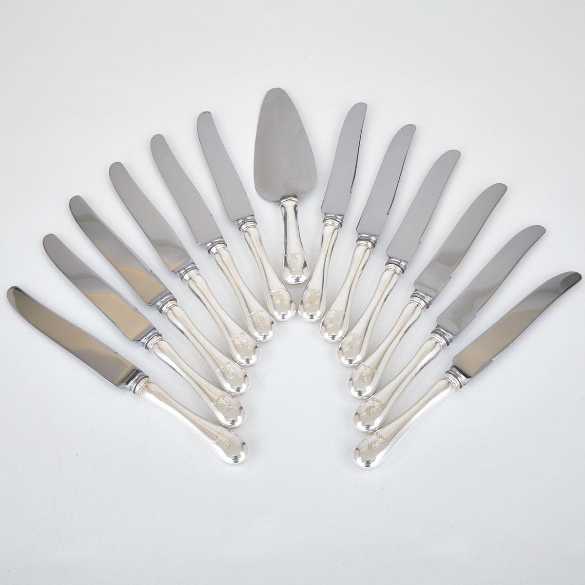 Twelve Canadian Old English Pattern Dinner Knives and a Pie Slice, Henry Birks & Sons, Montreal, Que., 20th century