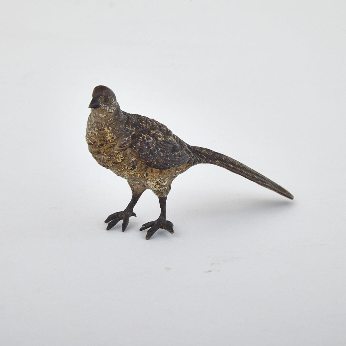 Austrian Miniature Cold Painted Bronze Model of a Pheasant, c.1900