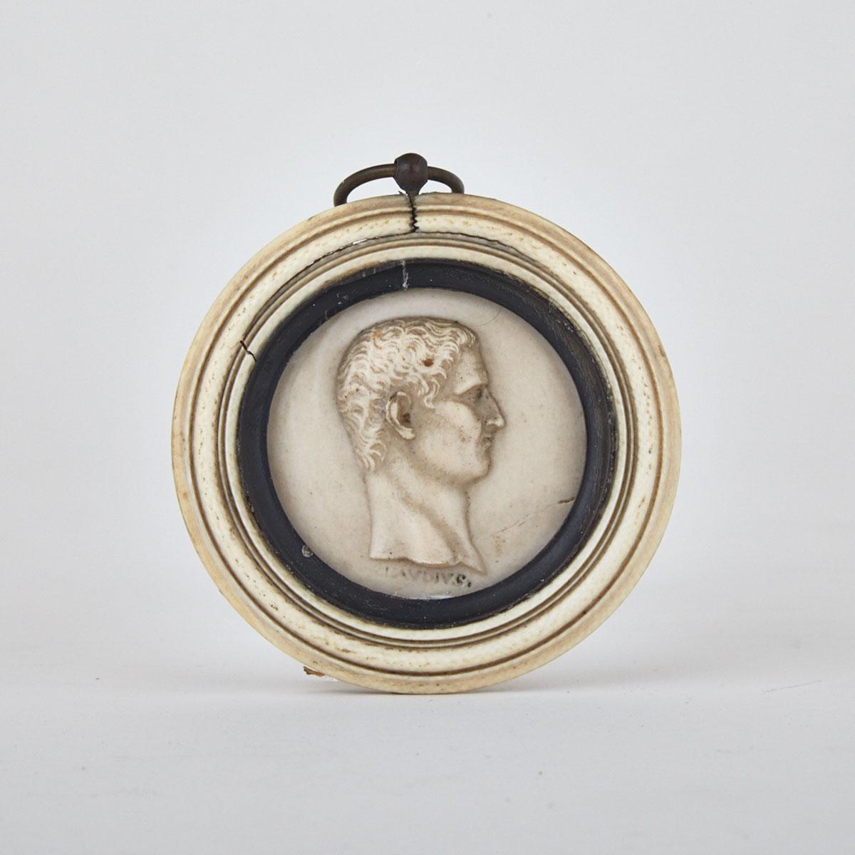 Italian Grand Tour Miniature Relief Portrait of Emperor Claudius, early 19th century