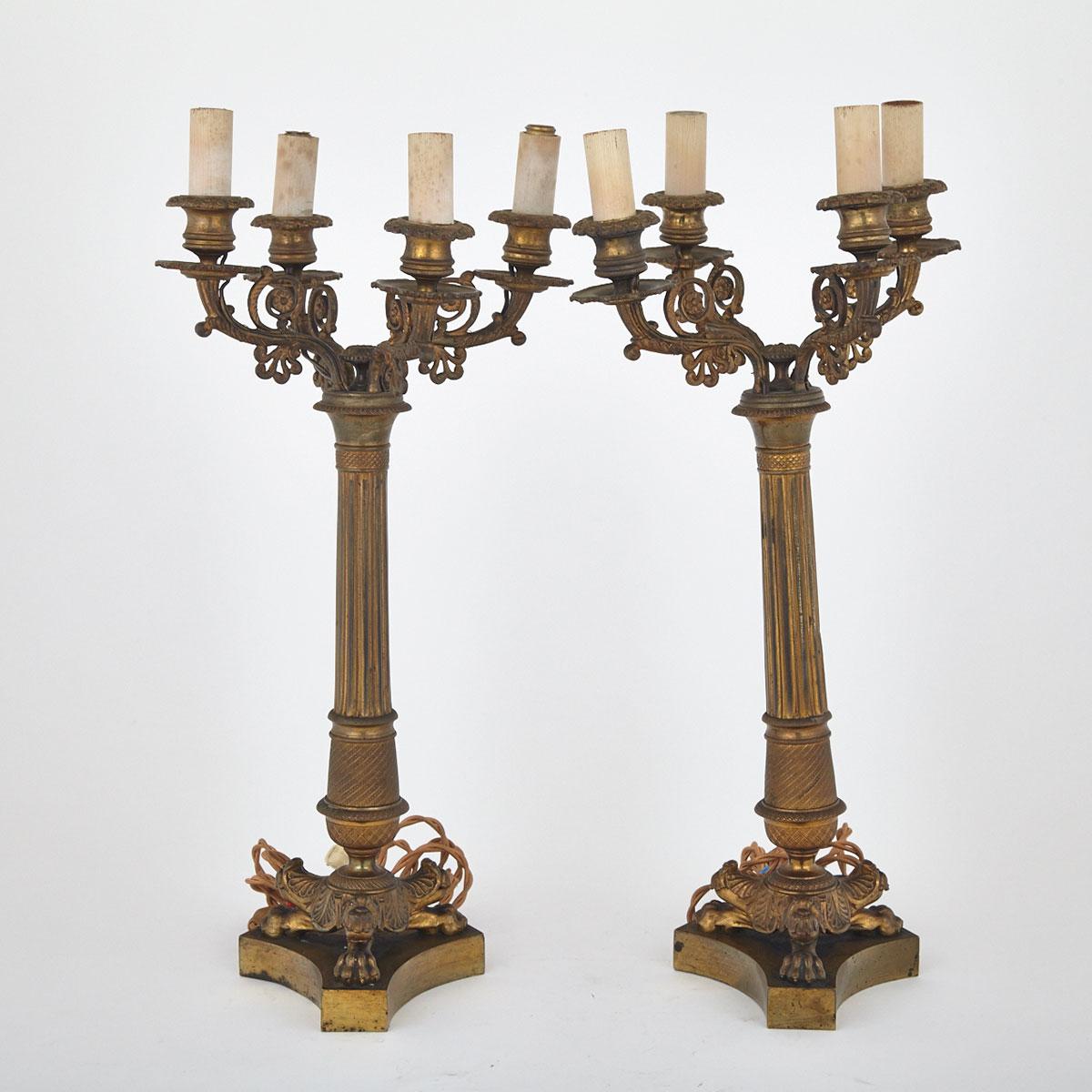 Pair of French Gilt Bronze Candelabra, late 19th century