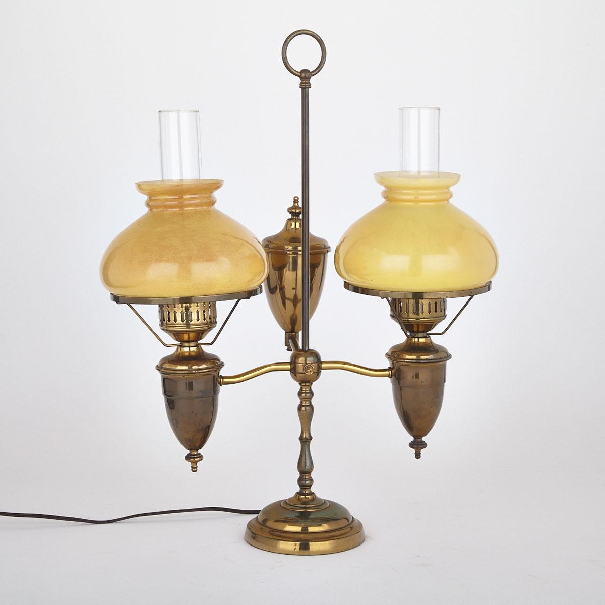 Brass Student Lamp, mid 20th century