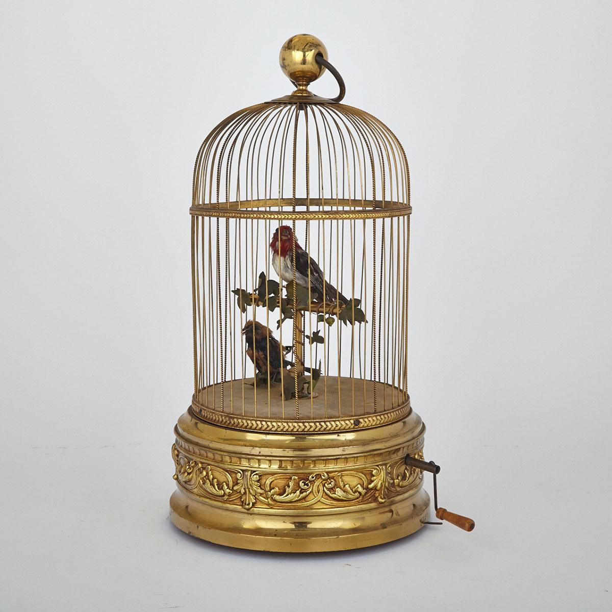 French Automaton Singing Birds in Gilded Cage, early 20th century