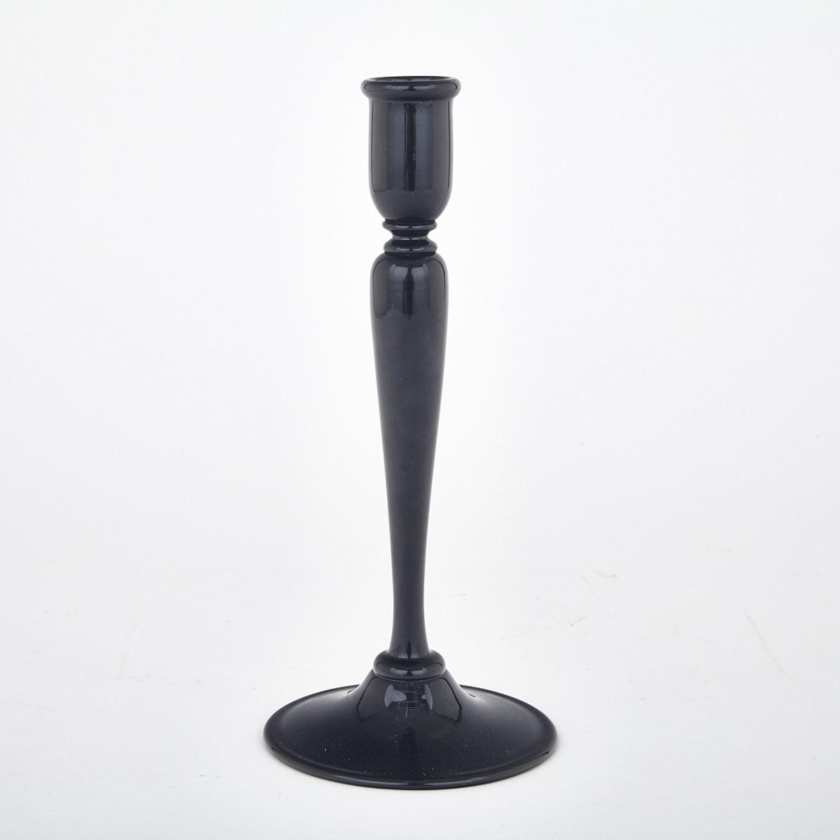 Steuben Black Glass Candlestick, c.1920