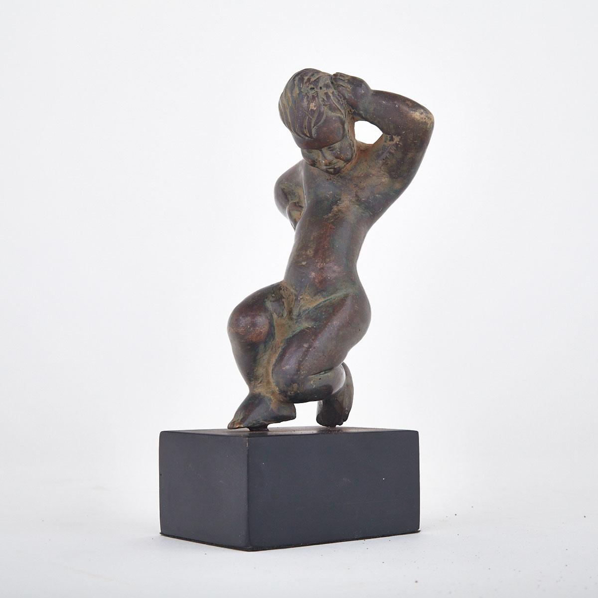 Patinated Bronze Figure of  a Putti, 20th century