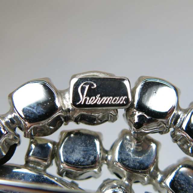 Two Sherman Silver Tone Metal Brooches And Clip Earrings  