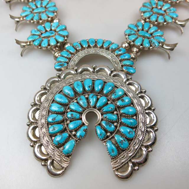 Navajo Sterling Silver Squash Blossom Necklace