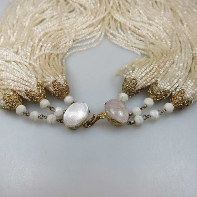 French 104 Strand Glass Bead Necklace