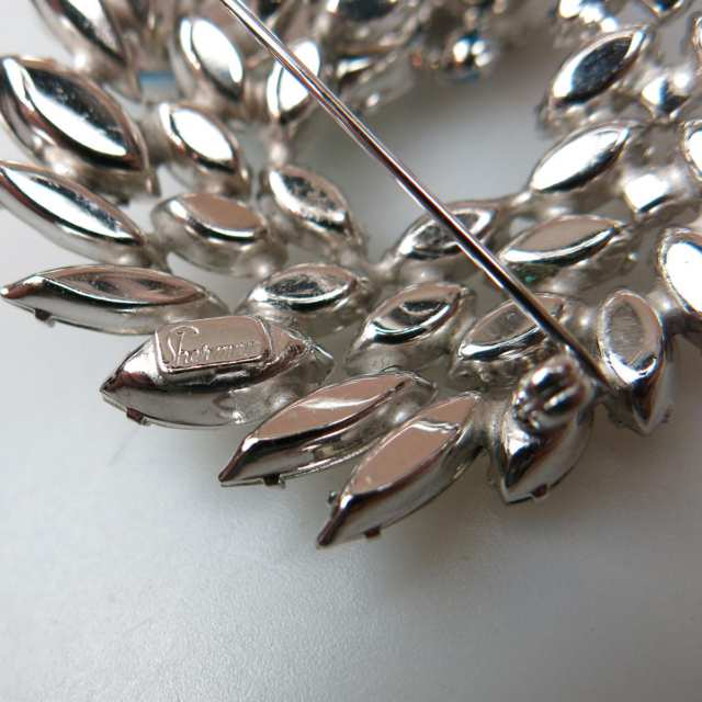 Two Sherman Silver Tone Metal Brooches And Clip Earrings