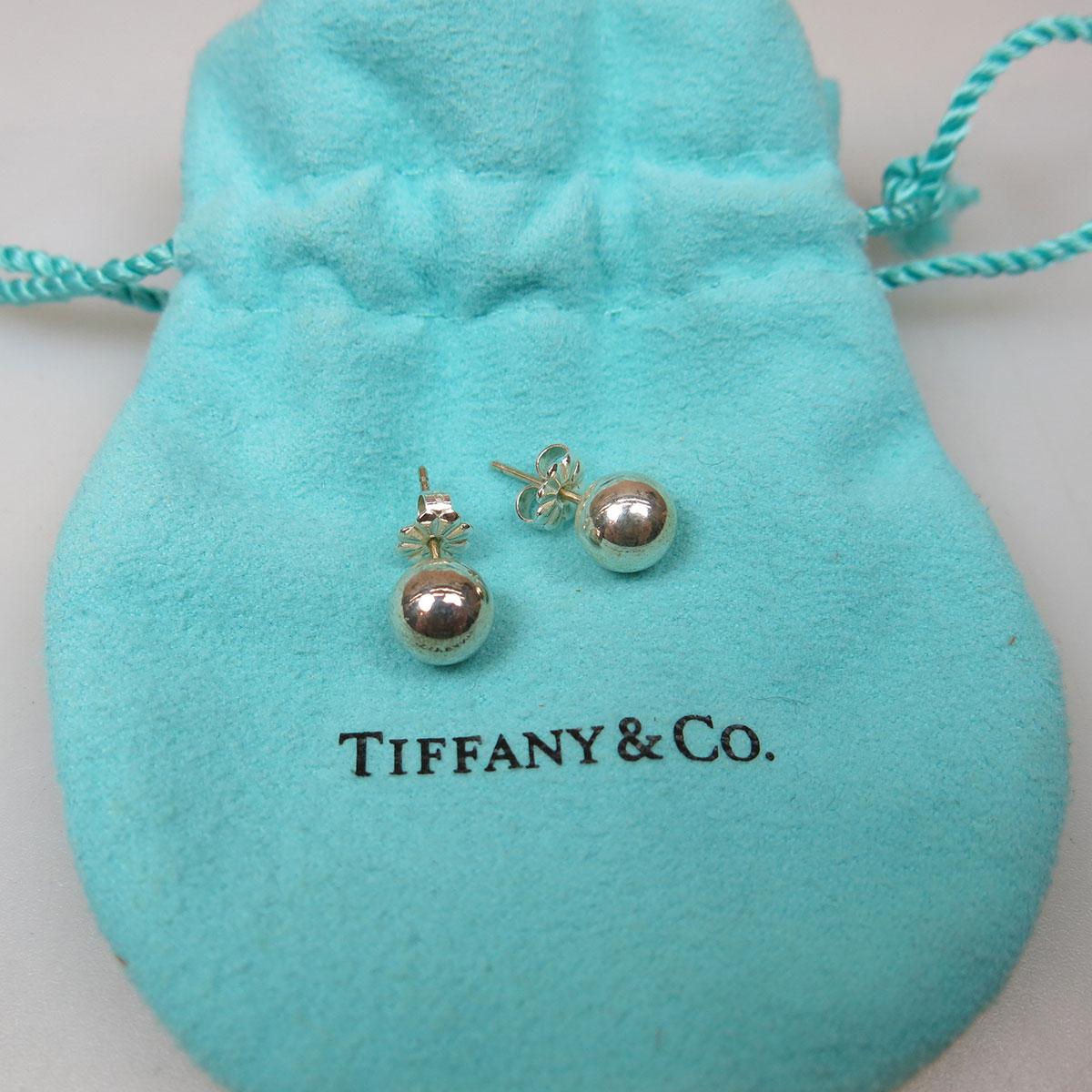 Pair Of Tiffany & Co. Sterling Silver Bead Earrings