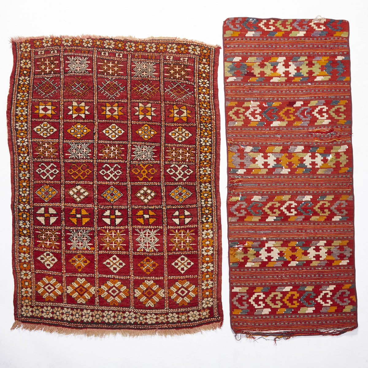 Two Turkish Rugs, one flatwoven and the other pilewoven, mid./late  20th century