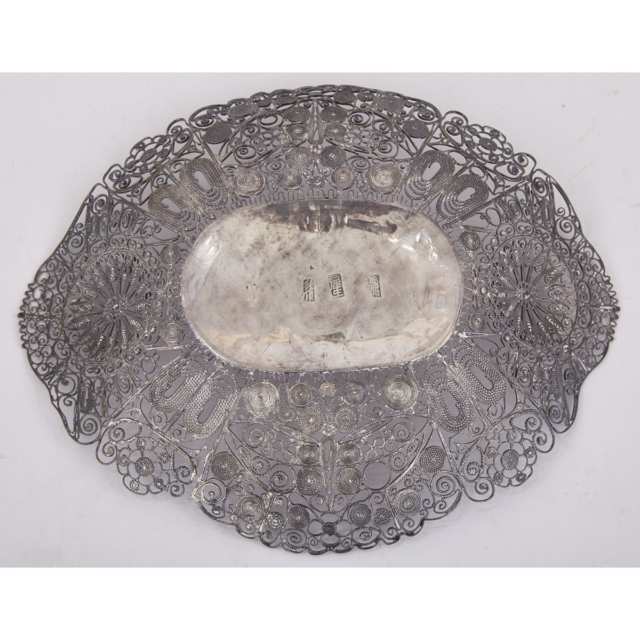 Export Silver Filigree Tray, Mid-19th Century