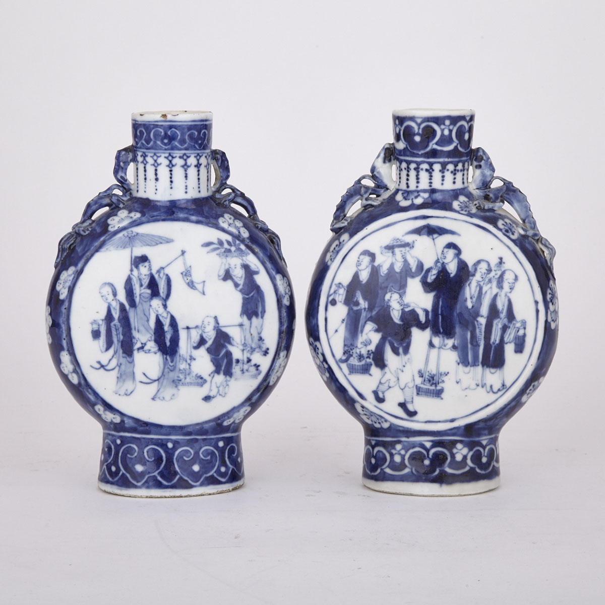 Pair of Blue and White Moon Flasks, 19th Century