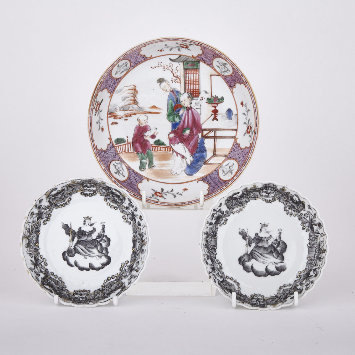 Pair of Export Grisaille Dishes, 18th Century 