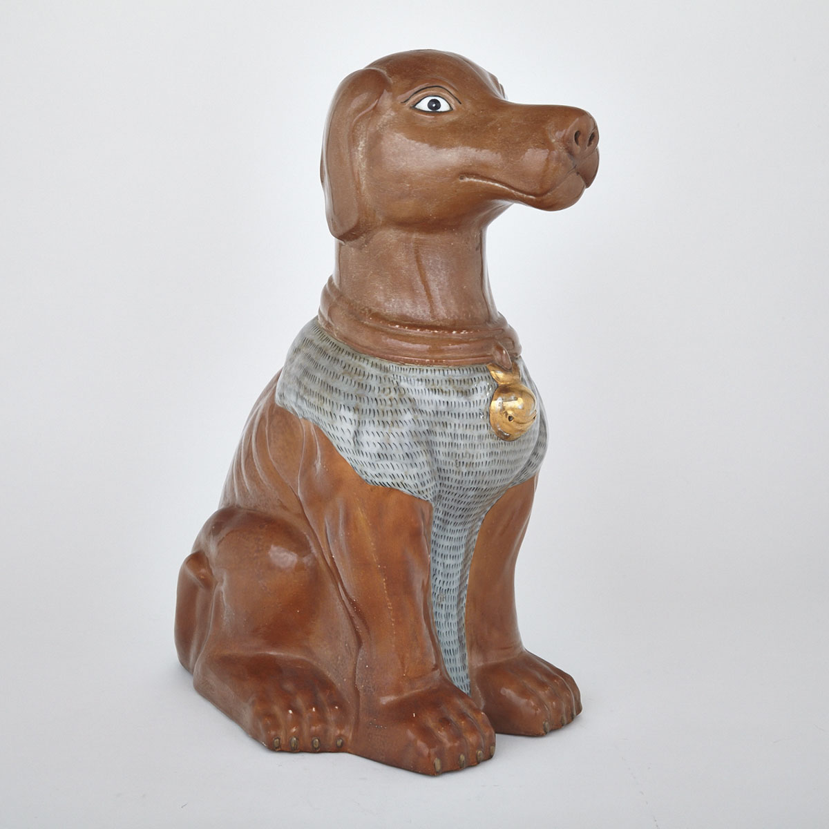 Large Export Famille Rose Seated Dog