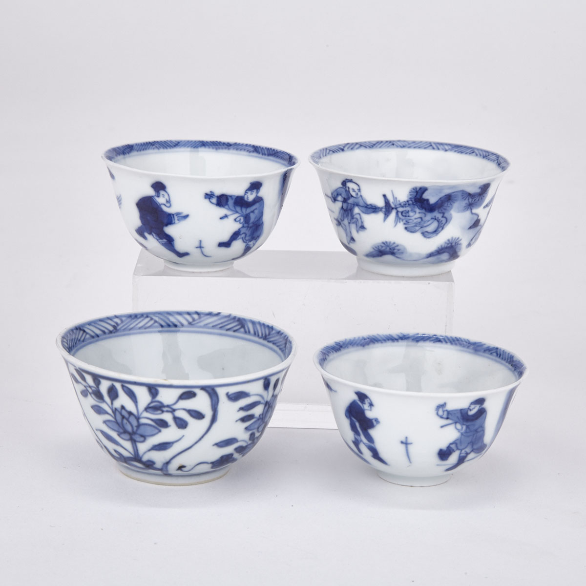 Three Blue and White Wine Cups, Kangxi Period (1662-1722) 