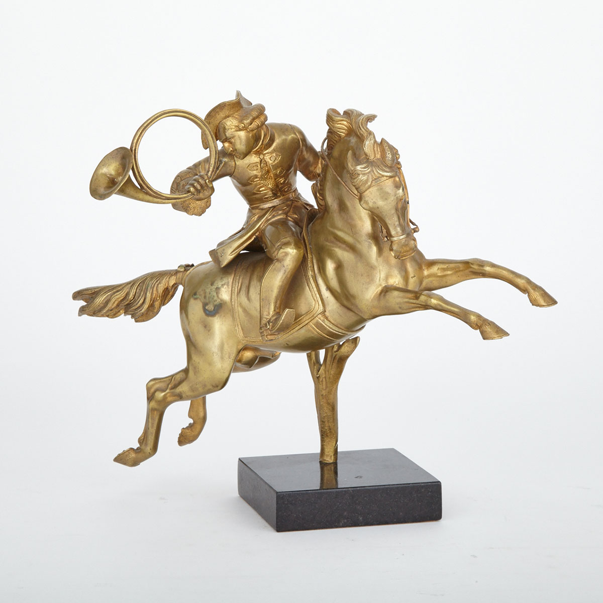 French Gilt Bronze Equestrian Group, 20th century