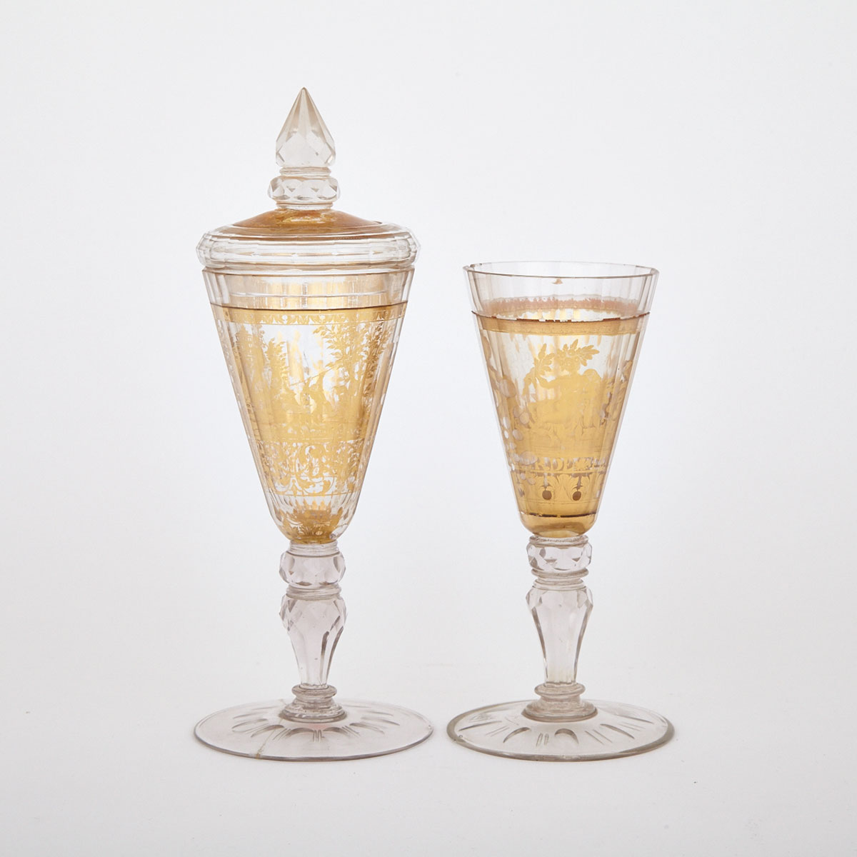 Two German Zwischengoldglas Goblets, c.1900