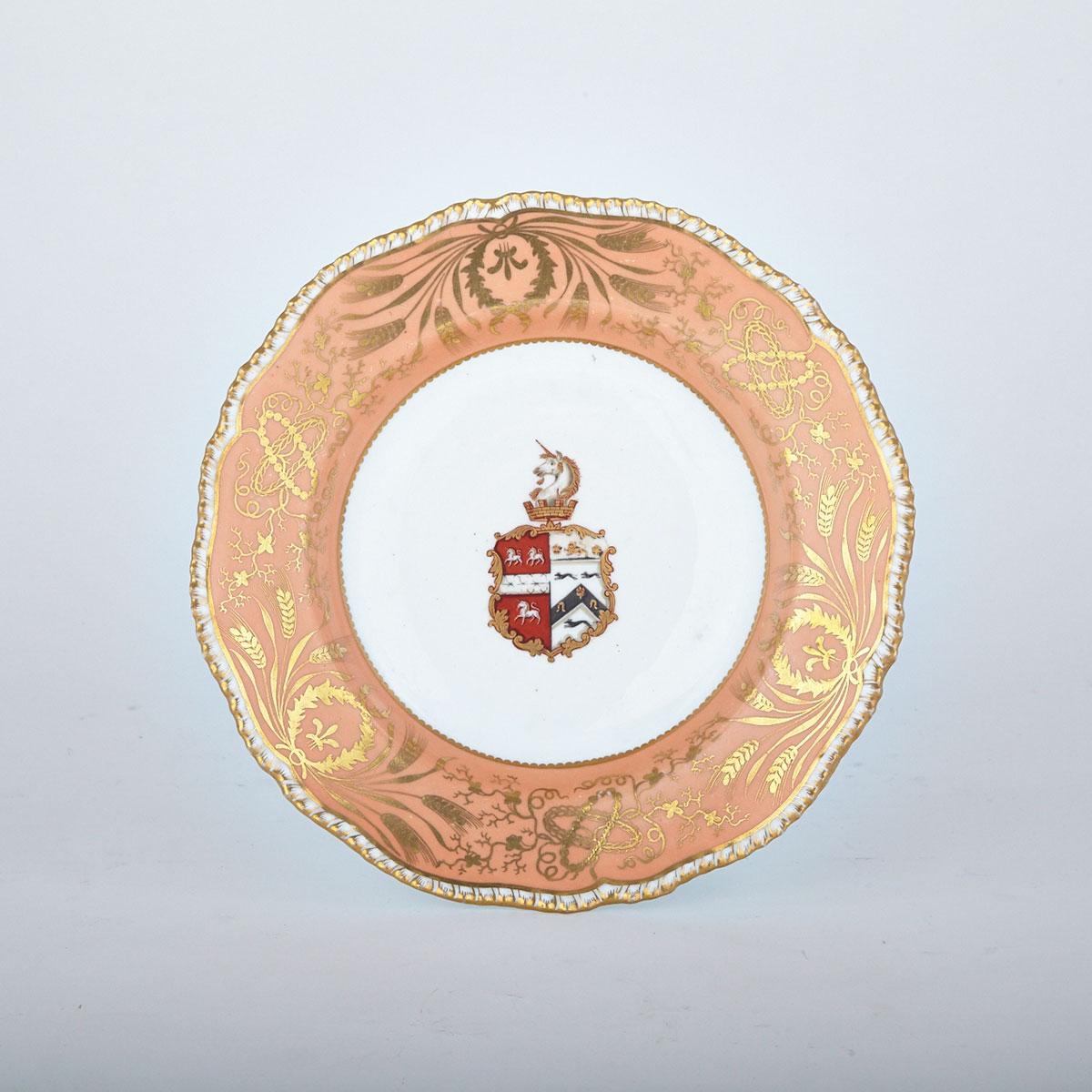 English Porcelain Armorial Soup Plate, c.1820