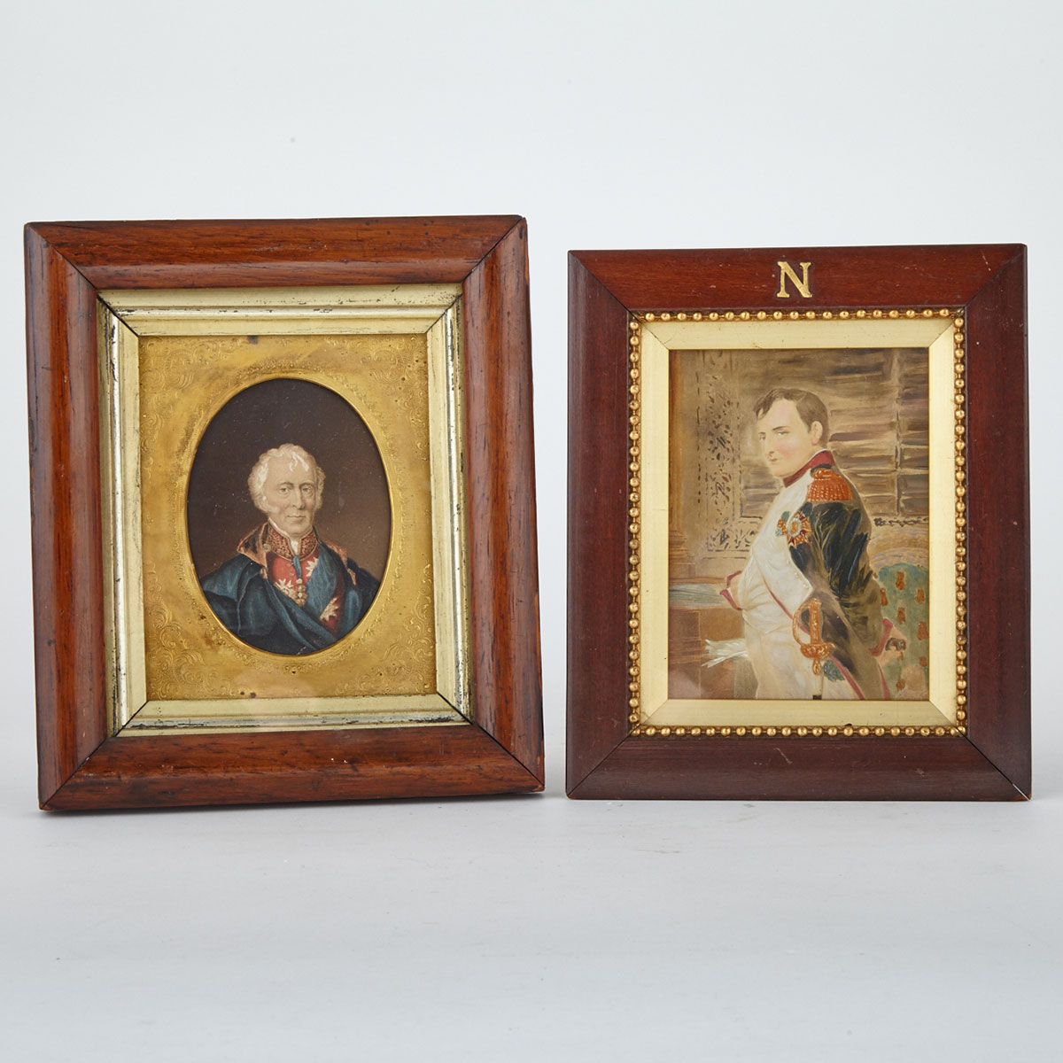 Two Portrait Miniatures: Napoleon I and Arthur Wellesley, 1st Duke of Wellington, 19th century