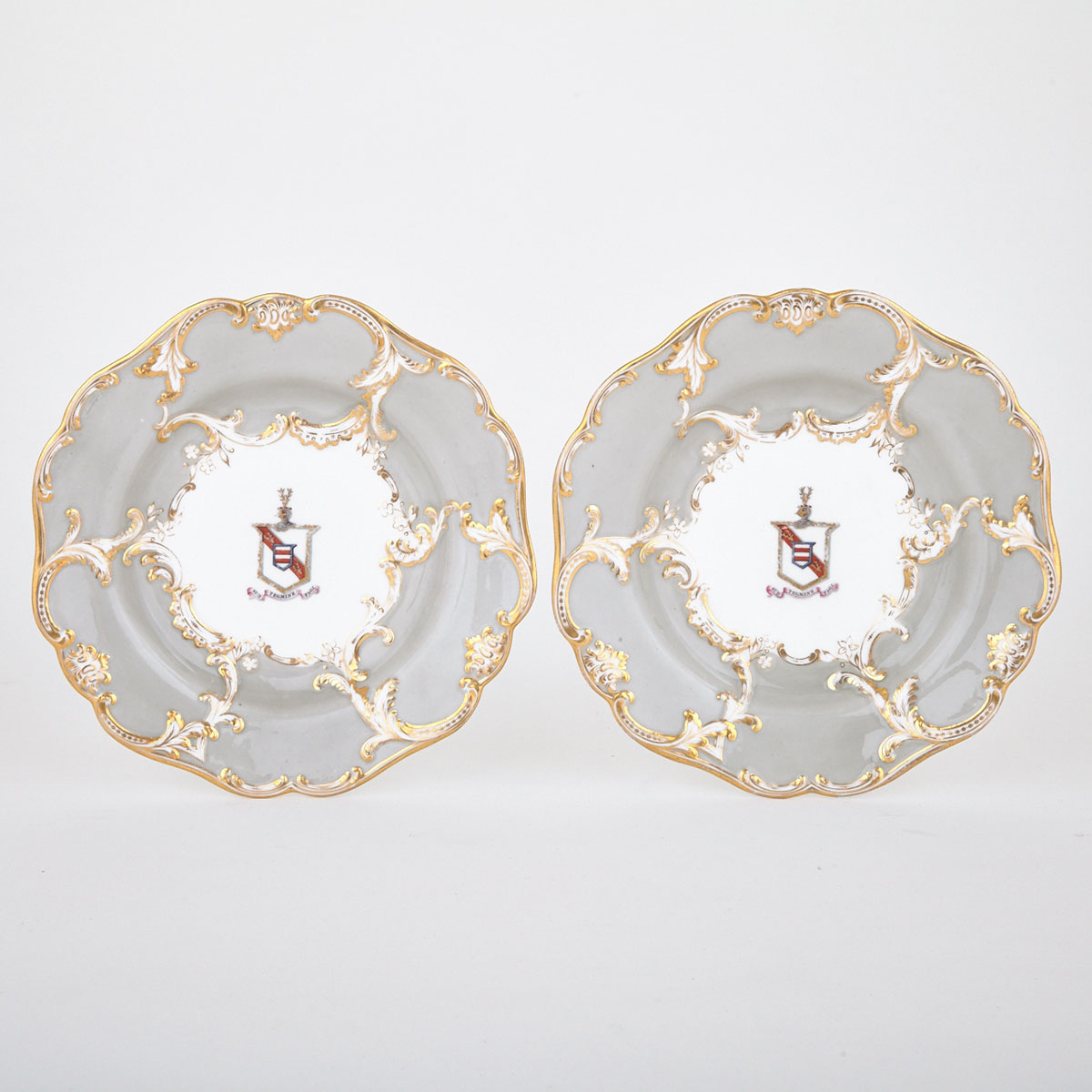 Pair of Minton Armorial Plates, c.1830