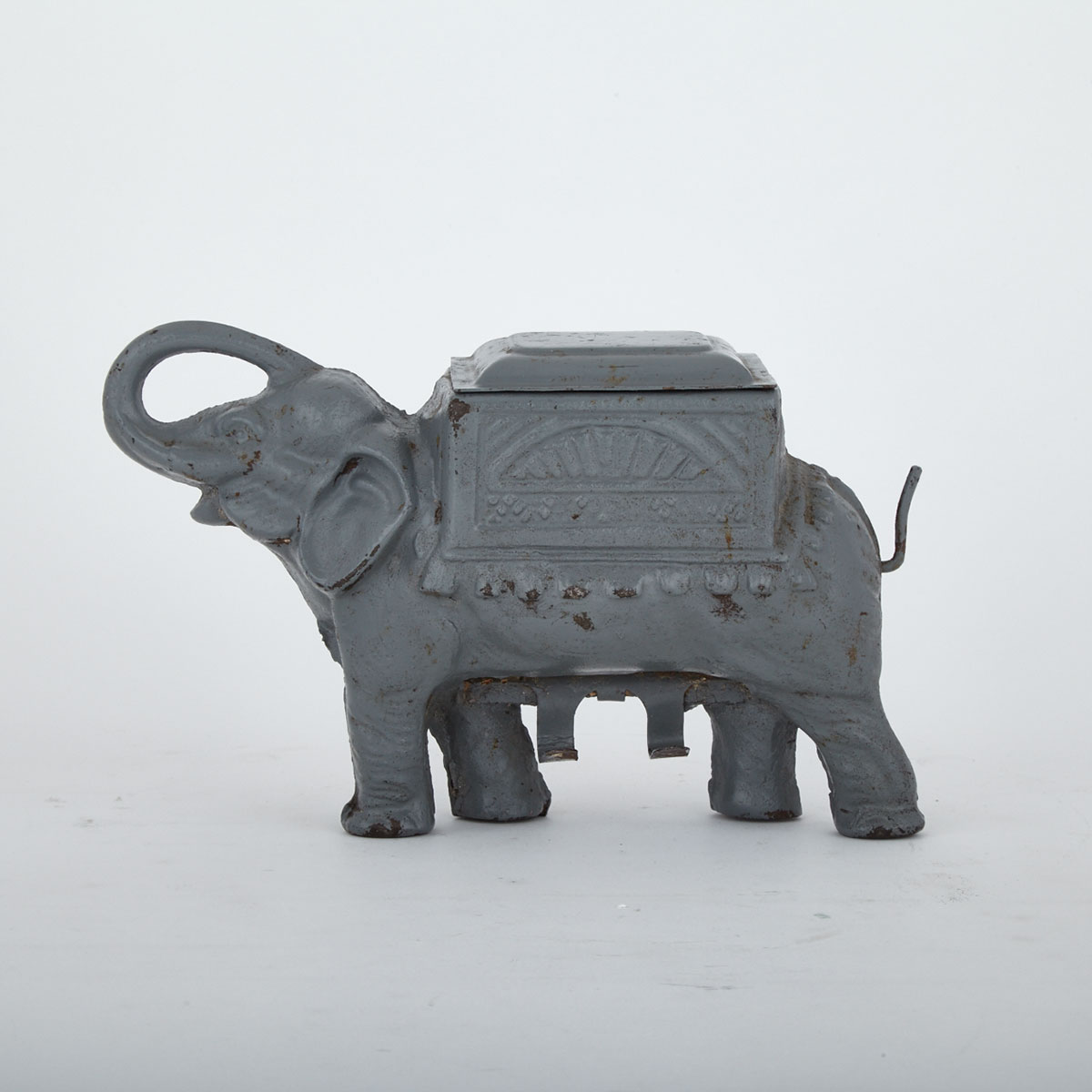 American Painted Cast Iron Elephant Form Cigarette Dispenser, c.1930