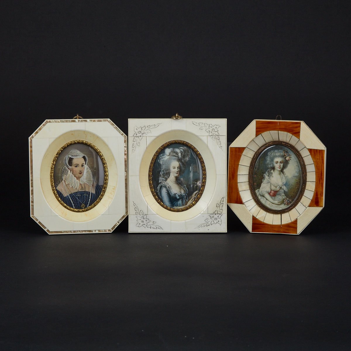 Three German Portrait Miniatures of Ladies, 19th/early 20th century