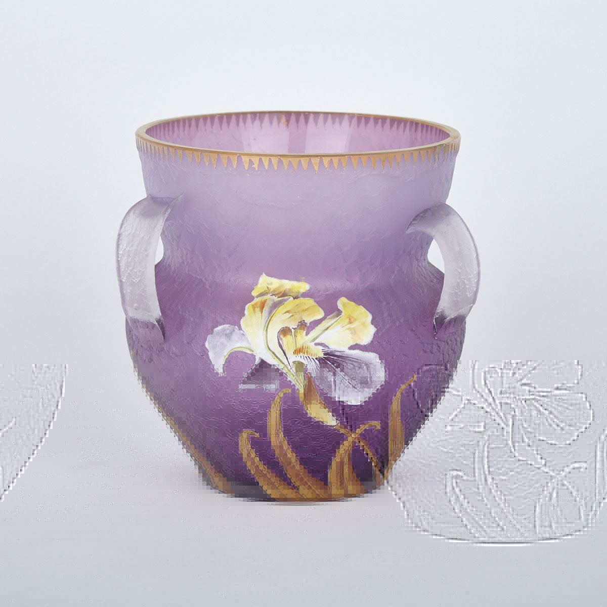 Mont Joye Textured Lavender Glass Vase, c.1900