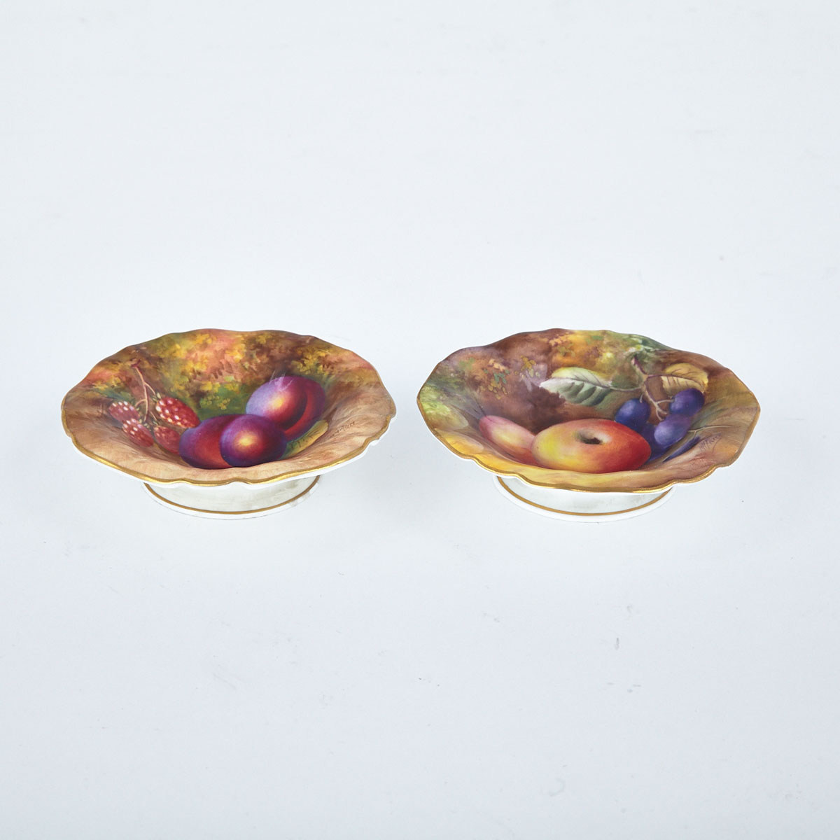 Pair of Royal Worcester Small Footed Dishes, Harry Ayrton and Horace Price, c.1941