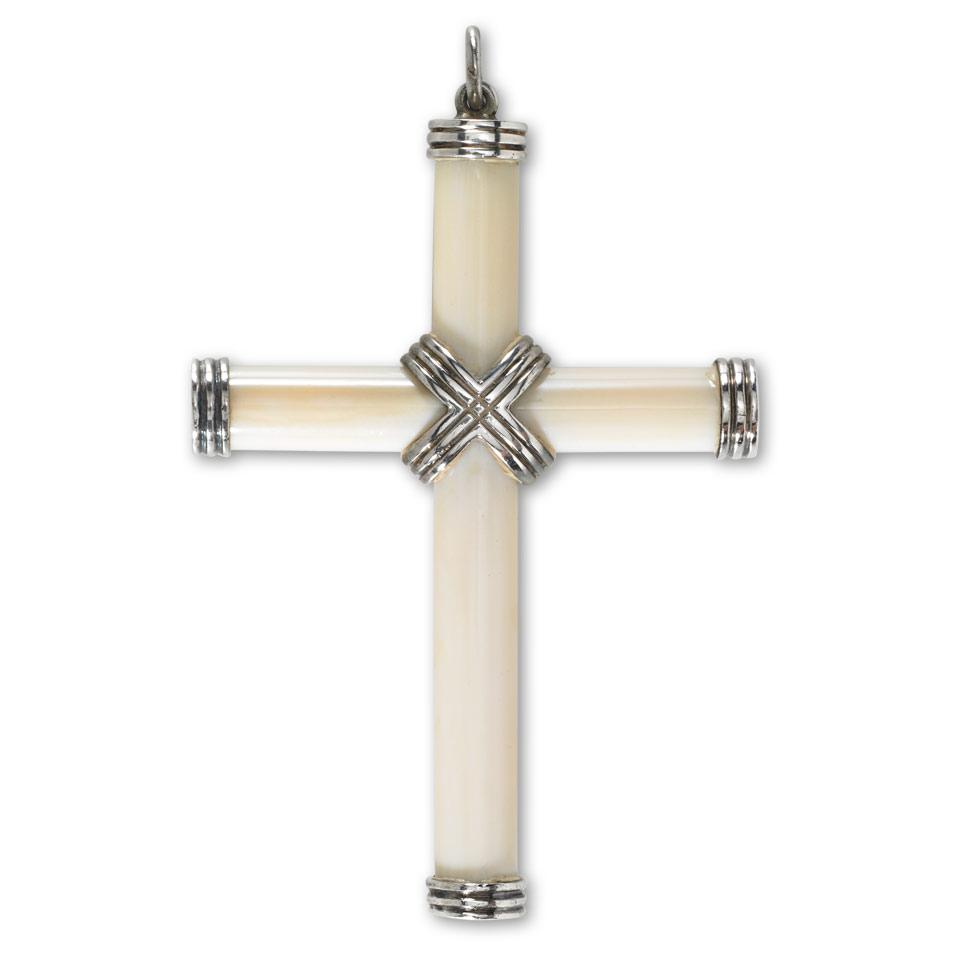 Mappins Sterling Silver And Ivory Cross Pendant