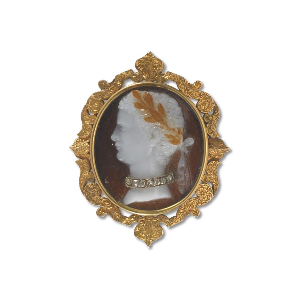 Oval Carved Hardstone 3 Layer Cameo