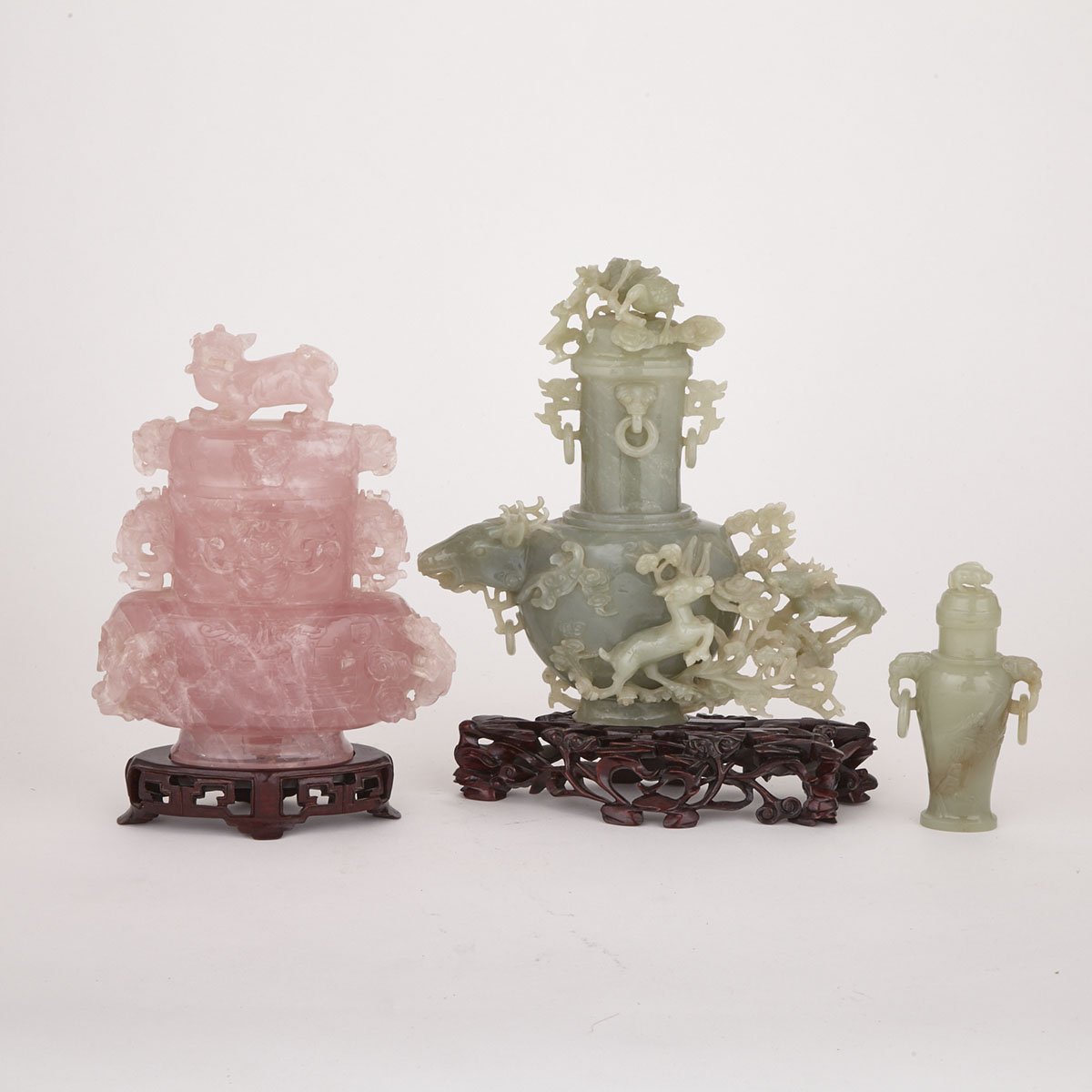 Three Hardstone Vases, Mid-20th Century