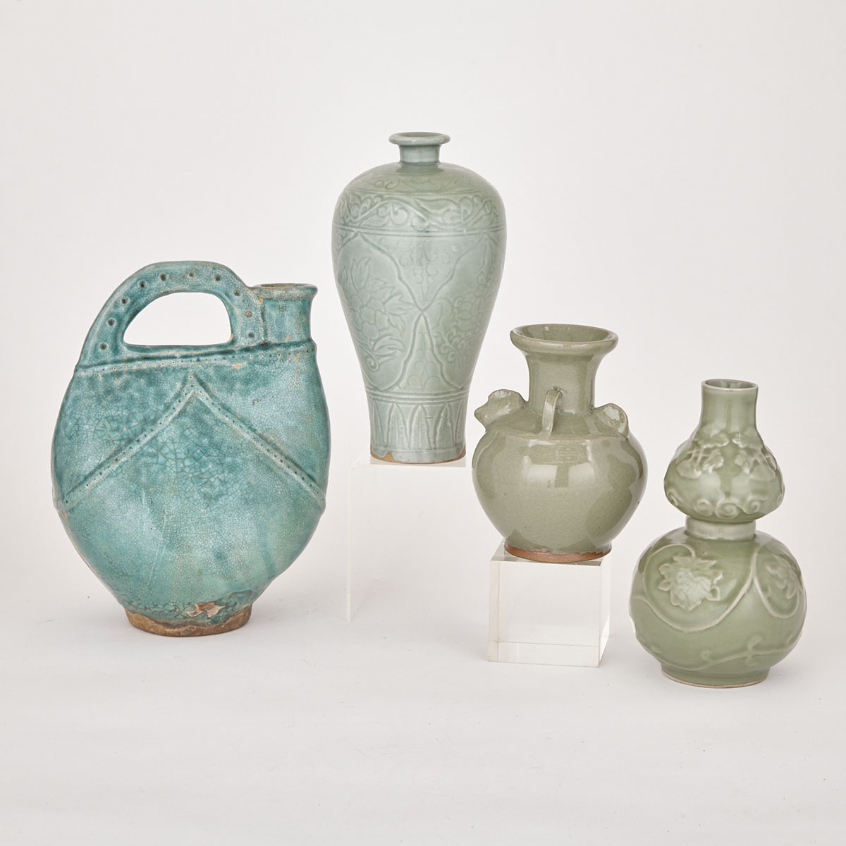 Group of Four Green-Glazed Ceramics