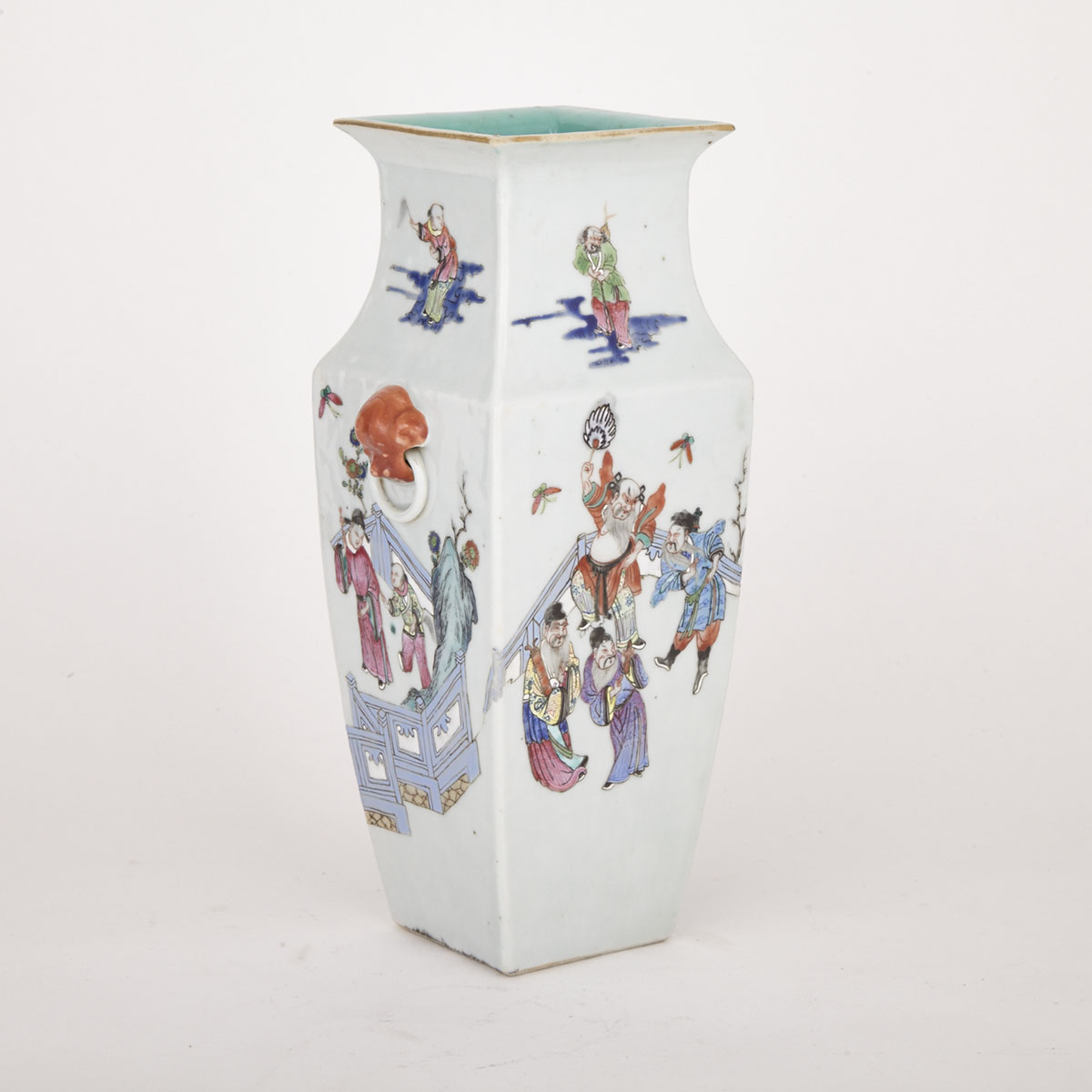 Famille Rose Faceted ‘Daoist’ Vase, 19th Century