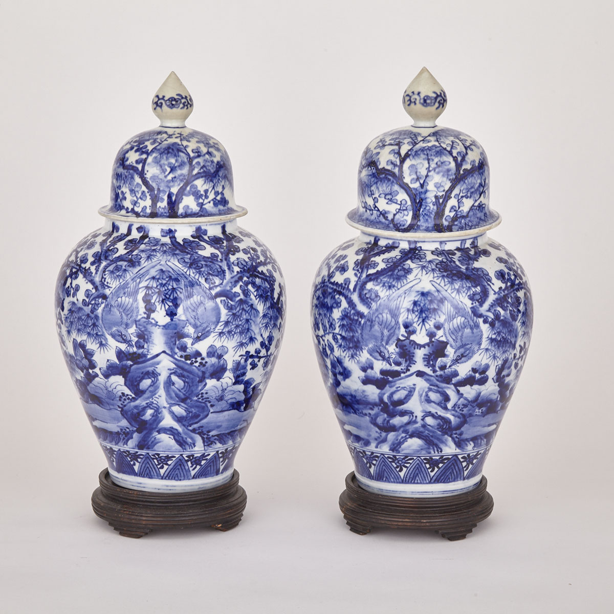 Pair of Chinese Blue and White Export Porcelain Ginger Jars, 19th/early 20th century