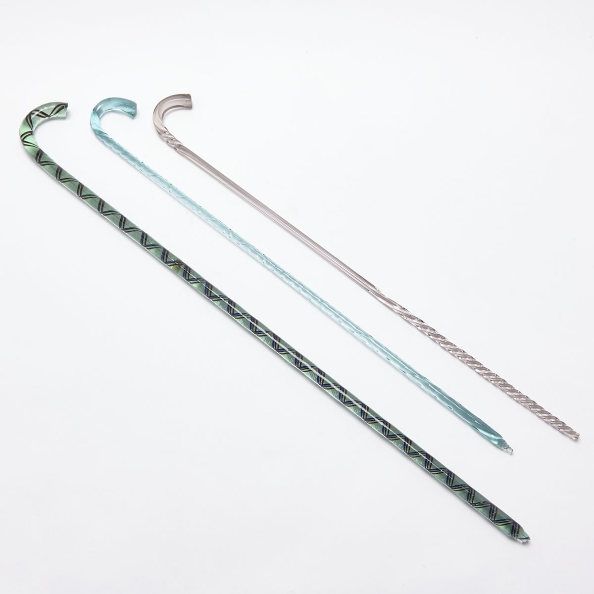Three ‘End-of-Day’ Glass Parade Canes, 19th century